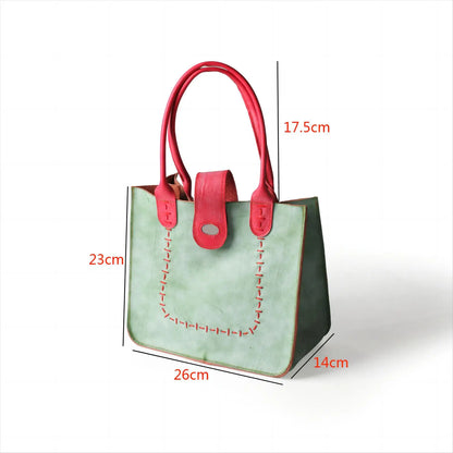Genuine Leather Minimalist Tote With Handsewn Craftsmanship and Classic Solid Color Design