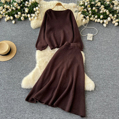 Fall Outfit Aesthetic Knit Sweater And Skirt Coord Set