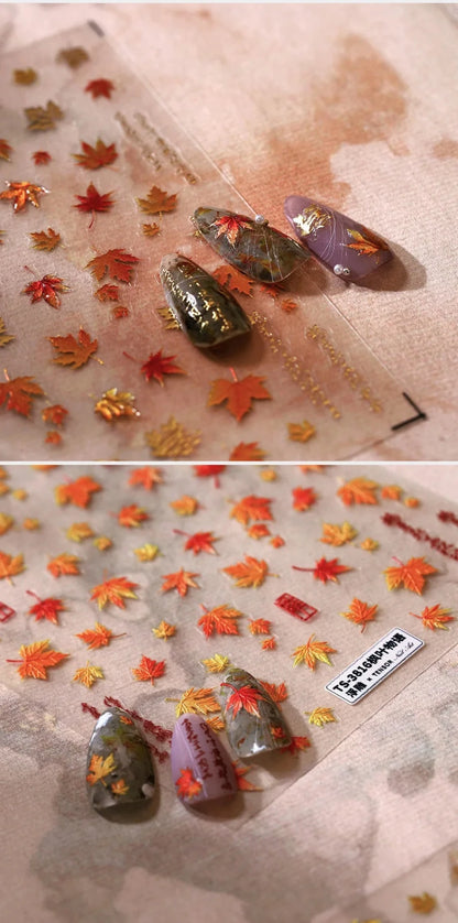 Fall Nails Design With Maple Leaf Decals Nail Art Ideas For Manicure
