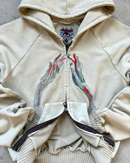 Harajuku Y2K Oversized Hoodie Women Gothic Streetwear Embroidered Star Patch Hip Hop Loose Casual Sweatshirt Vintage Aesthetic Grunge Alternative Fashion Retro Sporty Urban Clothes
