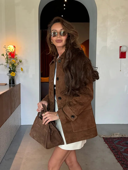 Trendy Fall Coat Outfit Inspiration With Long Sleeve Suede Jacket For Outfits Fashion