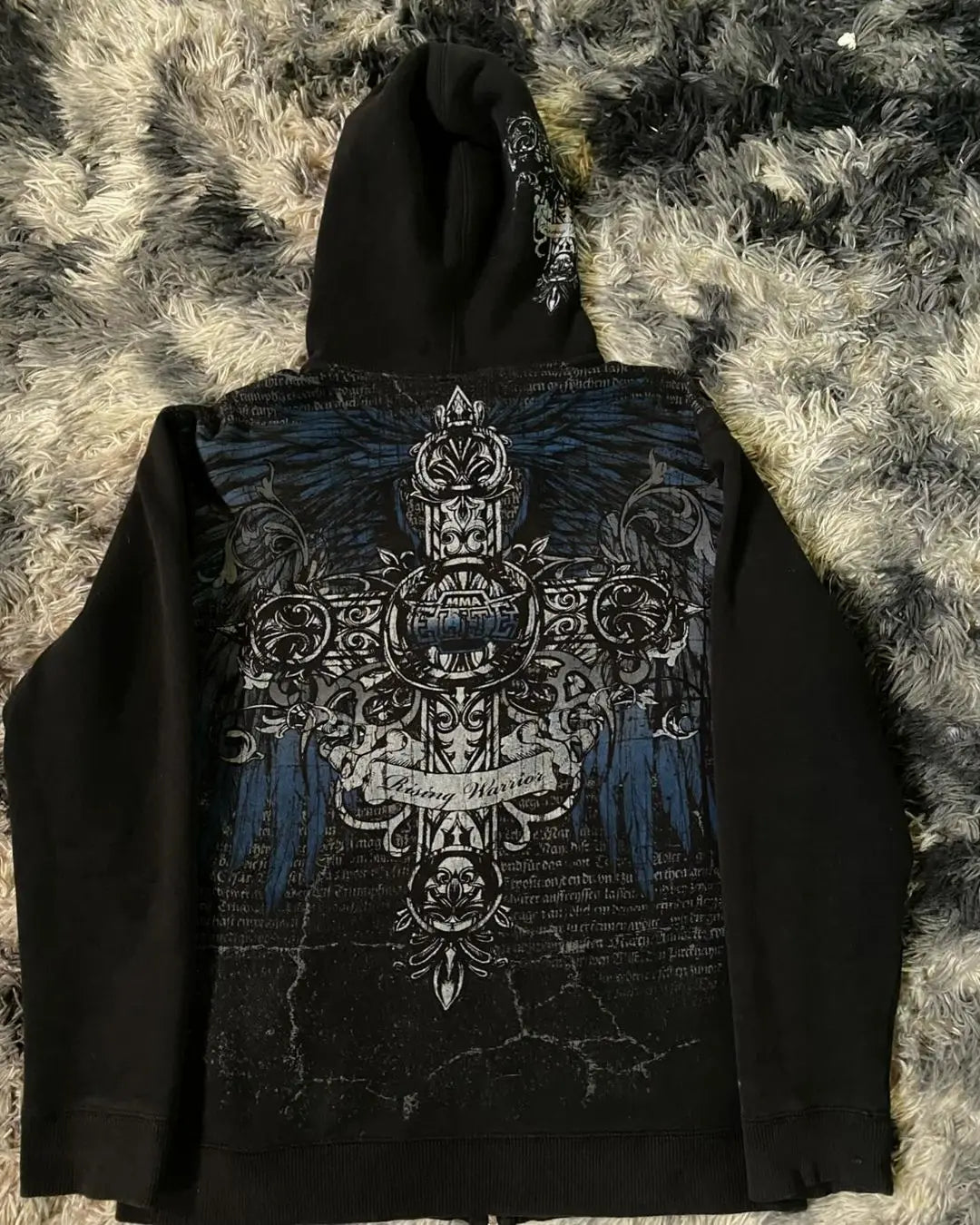 Y2K Grunge Zip Hoodie With Vintage Print For 2025 Fall Outfits Aesthetic