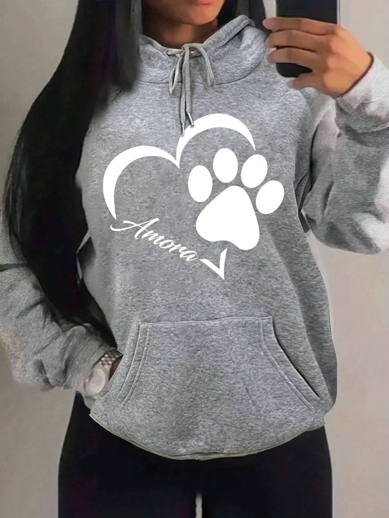Morning Mood Cozy Cat Print Oversized Hoodie For Women Copy