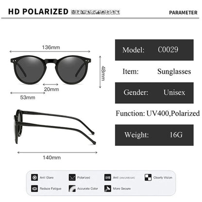 Retro Round Polarized Shades Unisex UV400