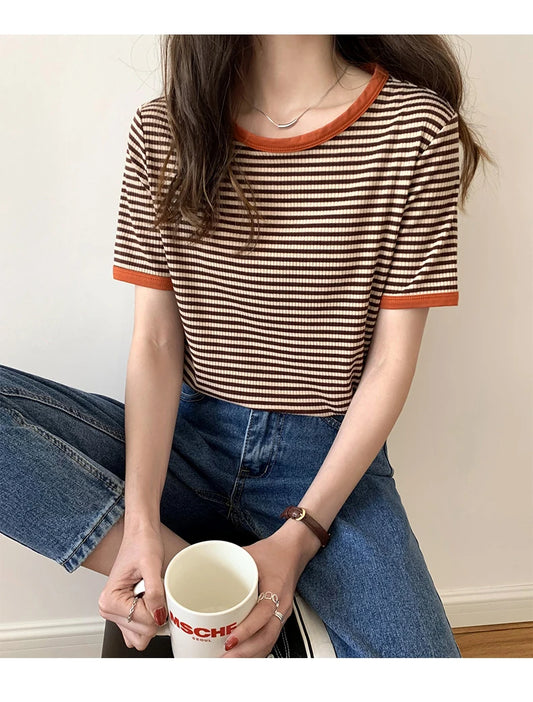 K-Summer Stripe Elegance Tee