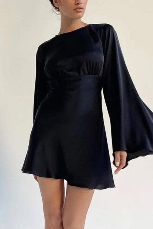 Satin Dress With Long Sleeves For Club Outfits And Spring Fashion Nights
