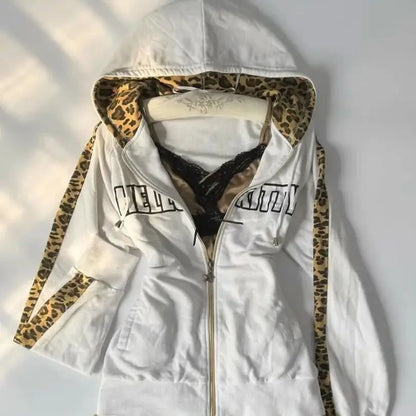 Autumn Outfit Inspiration Vintage Leopard Print Hoodie Jacket For Women
