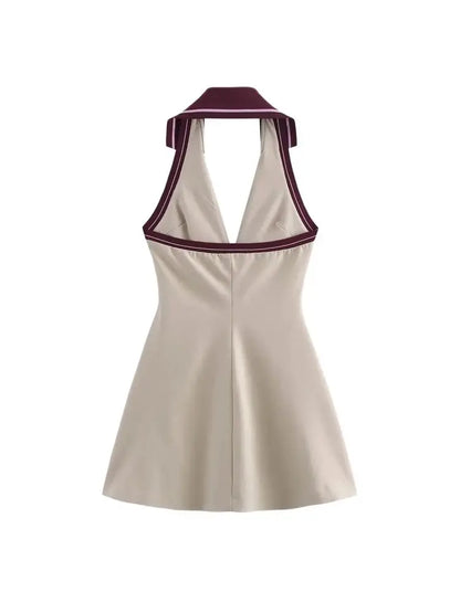Rococo Corset Mini Dress – Front Zipper, Halter Neck, Backless Sexy Fashion Dress for Women