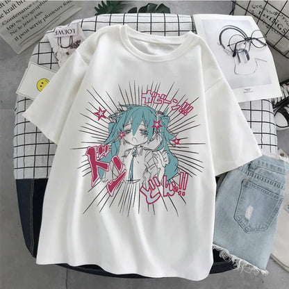 Cartoon Print Summer Y2k Gothic Harajuku T-shirt Outfits