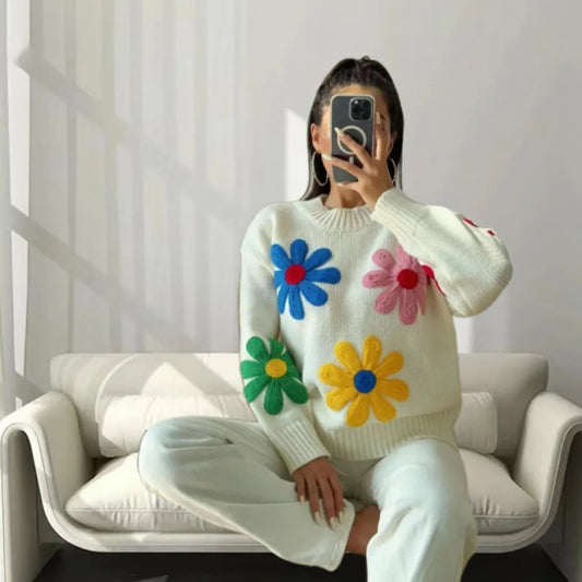 Floral Elegance Knit Sweater