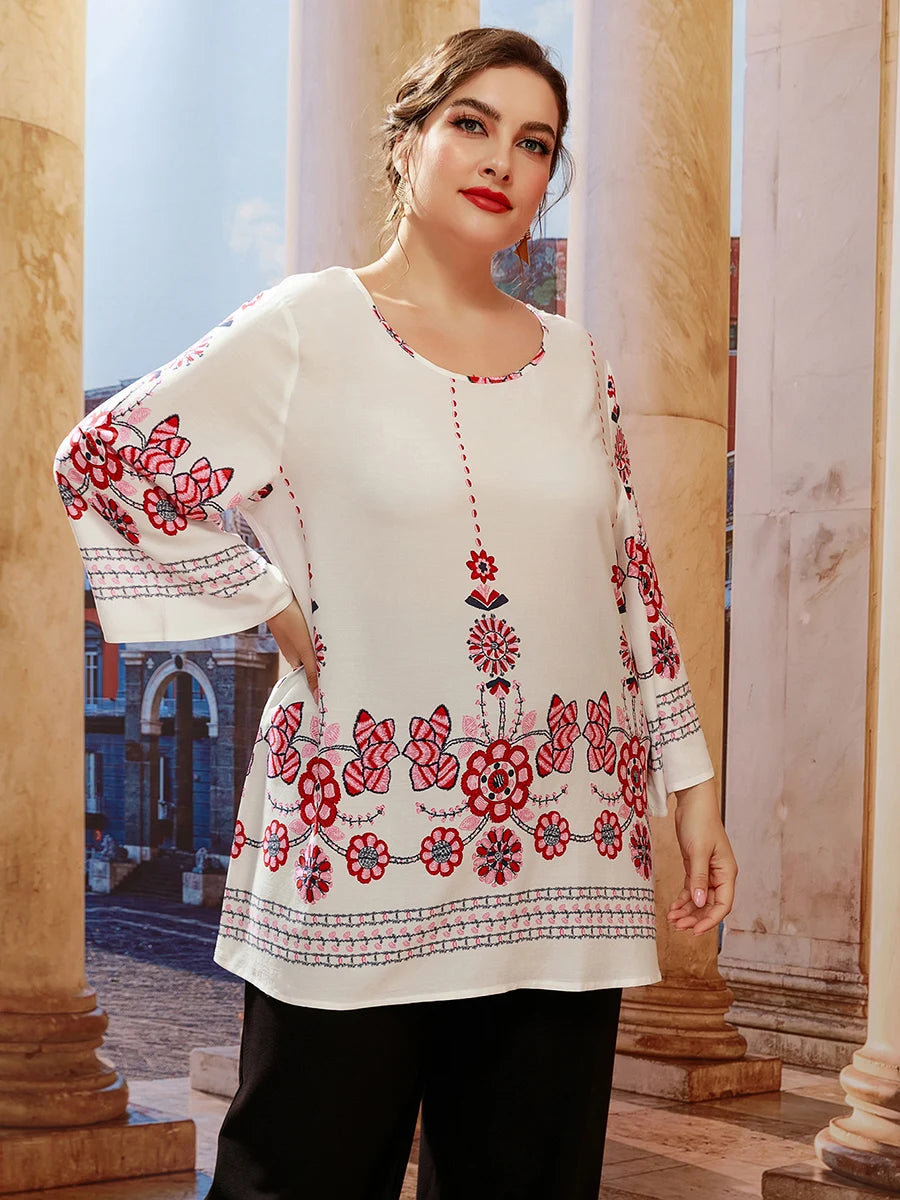 5XL Plus Size Blossom Comfort Casual Shirts