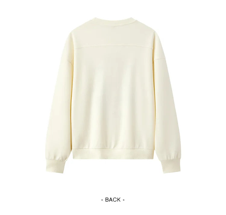 2025 Spring Embroidered Oversized Hoodie for Women Loose Fit Drop Shoulder Aesthetic Casual Pullover Sweatshirt Round Neck