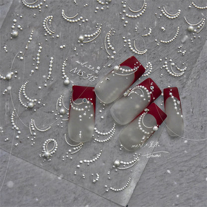 White Wave Line Nail Decals For Autumn Nails Looks And Manicure Design Ideas
