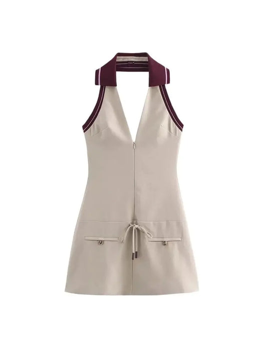 Rococo Corset Mini Dress – Front Zipper, Halter Neck, Backless Sexy Fashion Dress for Women