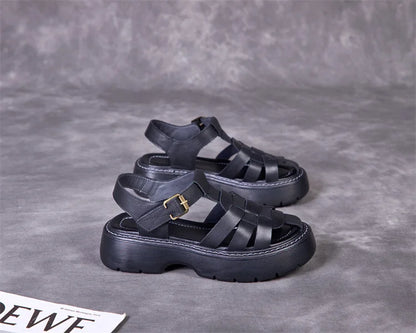 Retro Weave Leather Baotou Sandals