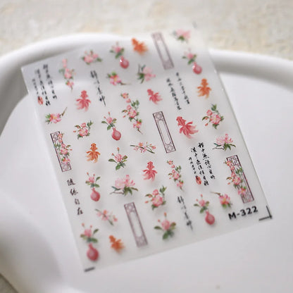 Autumn Nail Art Stickers With White Flowers And Gradient Shine For Fall Nail Ideas