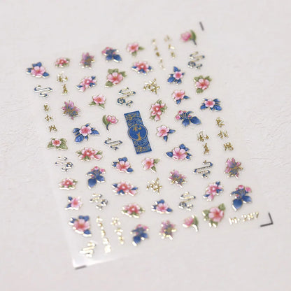 Autumn Nail Art Stickers With White Flowers And Gradient Shine For Fall Nail Ideas