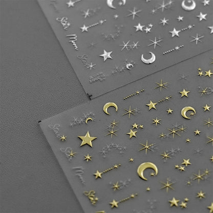 Luxury Korean Nail Decals With Silver And Gold Accents For Autumn Nails Fashion