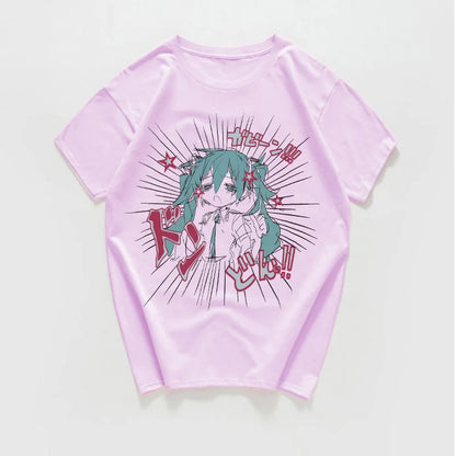 Cartoon Print Summer Y2k Gothic Harajuku T-shirt Outfits