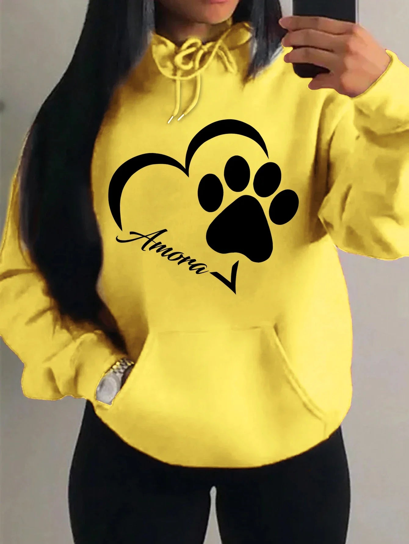 Morning Mood Cozy Cat Print Oversized Hoodie For Women Copy