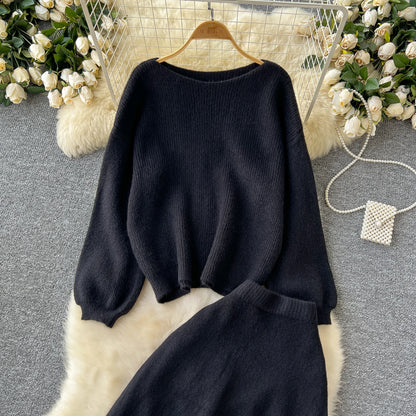 Fall Outfit Aesthetic Knit Sweater And Skirt Coord Set