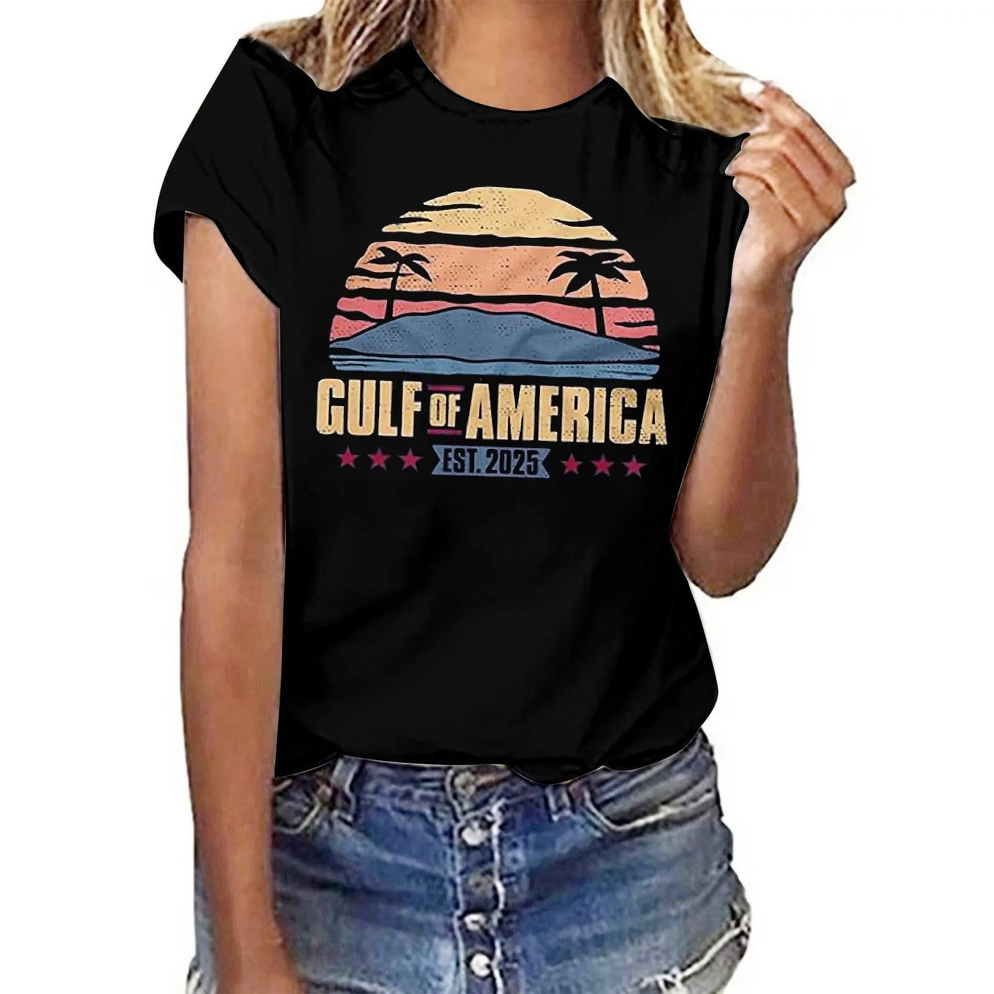 Women's Letter Print Gulf of America T Shirt