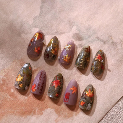 Fall Nails Design With Maple Leaf Decals Nail Art Ideas For Manicure