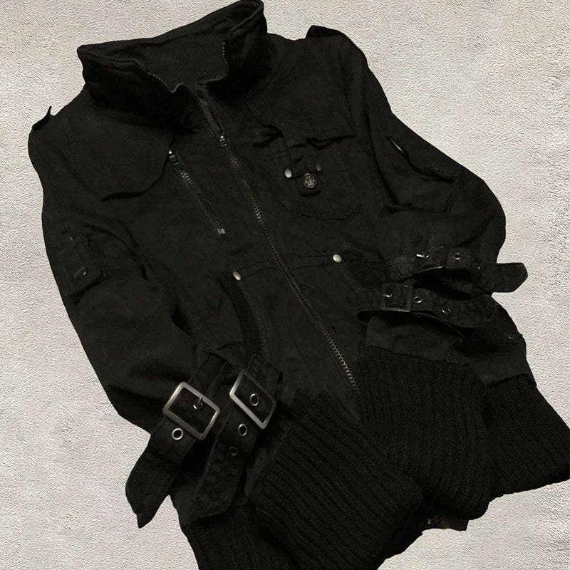Y2K Winter Outfit Aesthetic Punk Zipper Jacket For Women