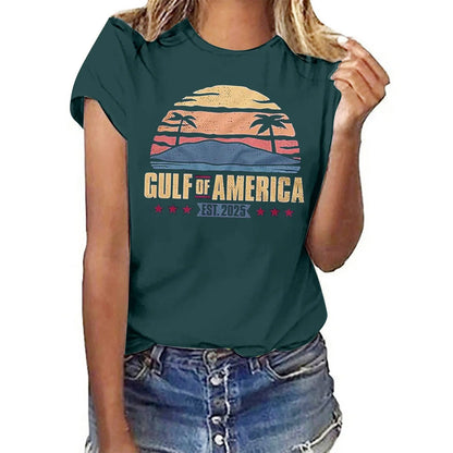 Women's Letter Print Gulf of America T Shirt