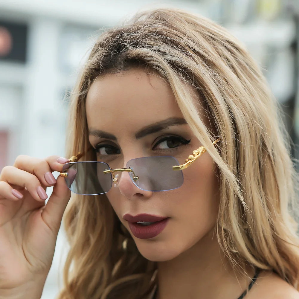 Chic Rimless Leopard Sunglasses for Men & Women