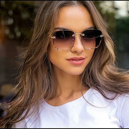 Elegant Rimless Gradient Sunglasses for Women UV400