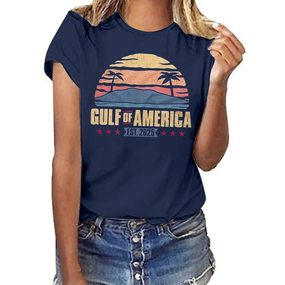 Women's Letter Print Gulf of America T Shirt