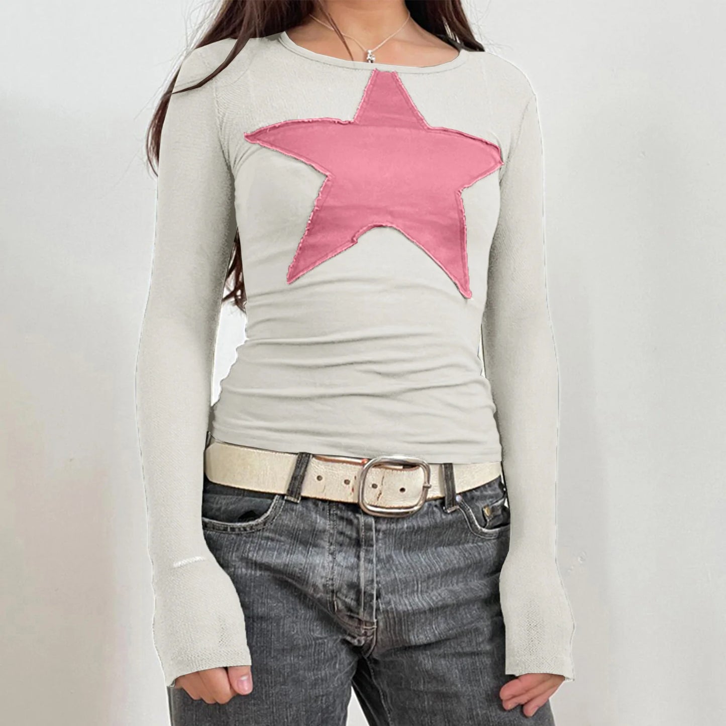 Y2K Vintage Graphic Crop Top - Grunge Long Sleeve Egirl Tee