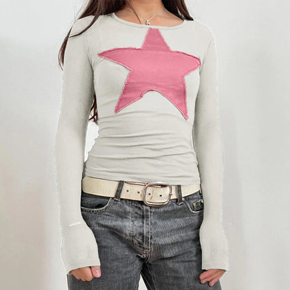 Y2K Vintage Graphic Crop Top - Grunge Long Sleeve Egirl Tee