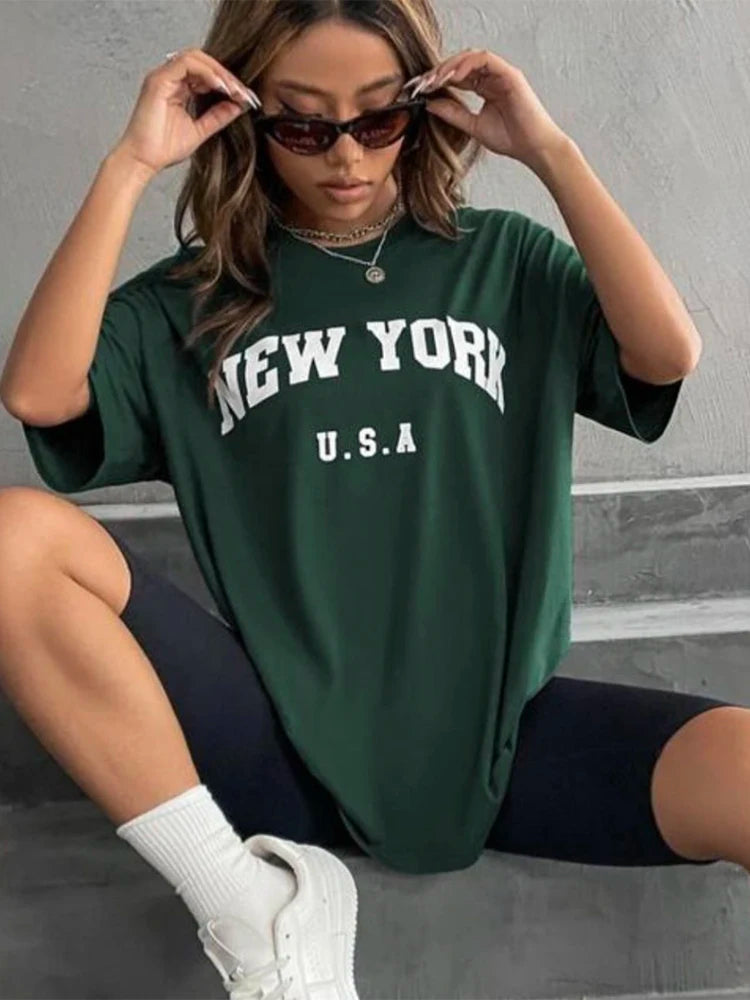 Casual NY Letter Plus Size T-Shirt
