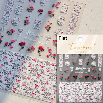 Autumn Nail Art Stickers With White Flowers And Gradient Shine For Fall Nail Ideas