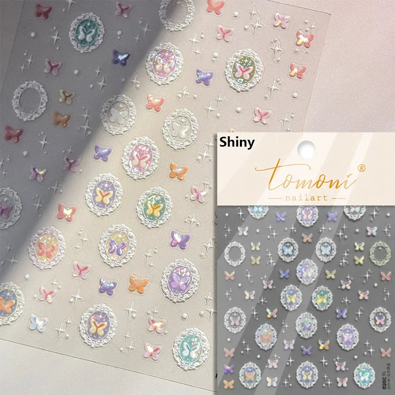 5D Stained Glass Nail Stickers For Fall Nails Inspiration And Glitter Nail Art Styling