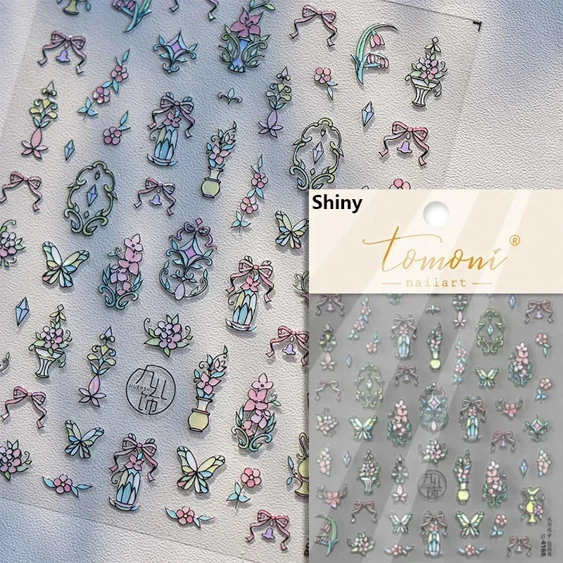 5D Stained Glass Nail Stickers For Fall Nails Inspiration And Glitter Nail Art Styling