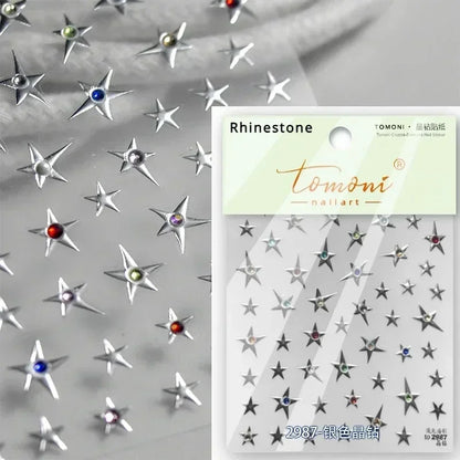 Luxury Korean Nail Decals With Silver And Gold Accents For Autumn Nails Fashion