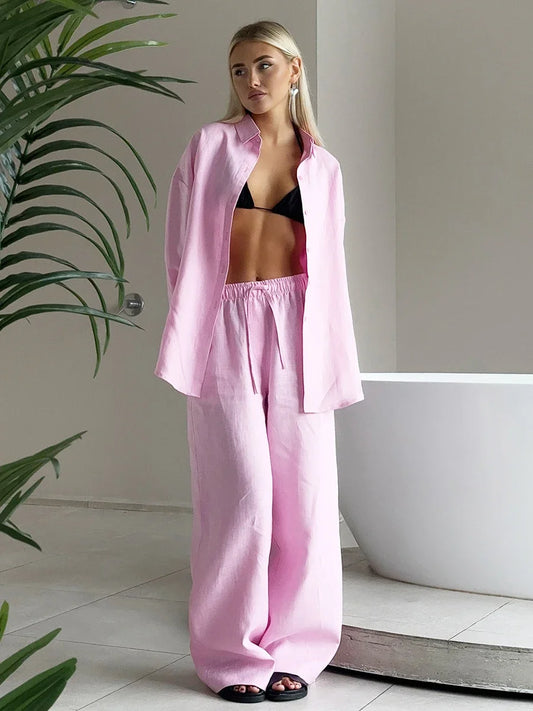 Natural Fabric Two-Piece Loungewear For Everyday Chic Summer Days