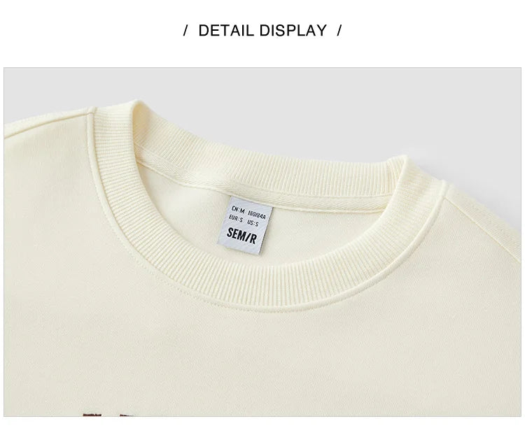 2025 Spring Embroidered Oversized Hoodie for Women Loose Fit Drop Shoulder Aesthetic Casual Pullover Sweatshirt Round Neck