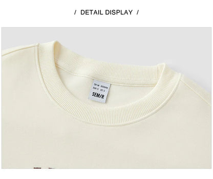 2025 Spring Embroidered Oversized Hoodie for Women Loose Fit Drop Shoulder Aesthetic Casual Pullover Sweatshirt Round Neck