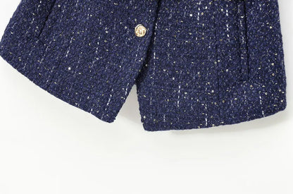 Sleeveless Tweed Waistcoat With Button Front For Trendy Outfit Ideas