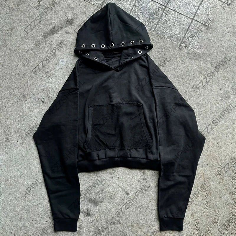 Y2K Streetwear Fall Outfit Oversized Goth Zipper Sweatshirt For Women