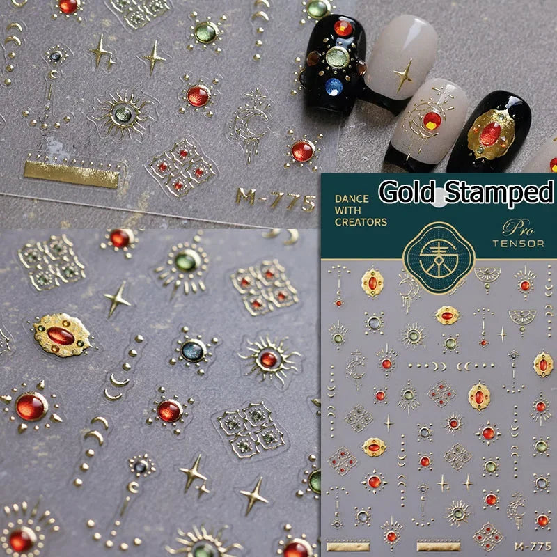 Luxury Korean Nail Decals With Silver And Gold Accents For Autumn Nails Fashion