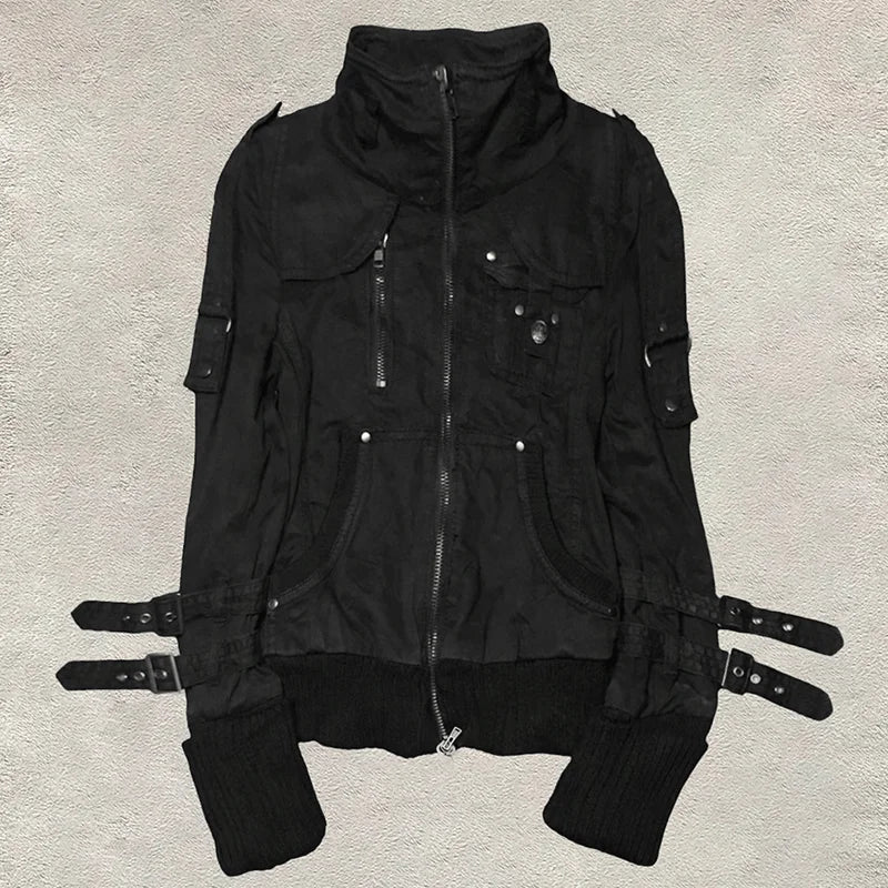 Y2K Winter Outfit Aesthetic Punk Zipper Jacket For Women