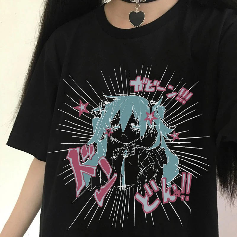 Cartoon Print Summer Y2k Gothic Harajuku T-shirt Outfits