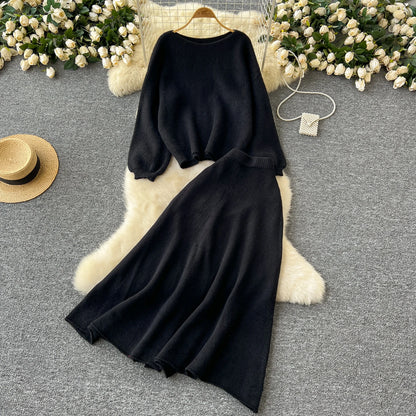 Fall Outfit Aesthetic Knit Sweater And Skirt Coord Set