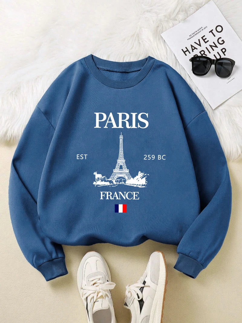 Fall Outfit Sweatshirt For Women With Paris Eiffel Tower Graphic Design