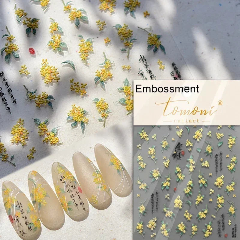 5D Stained Glass Nail Stickers For Fall Nails Inspiration And Glitter Nail Art Styling